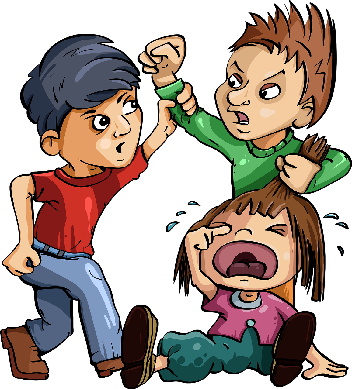 cartoon of kids bullying each other