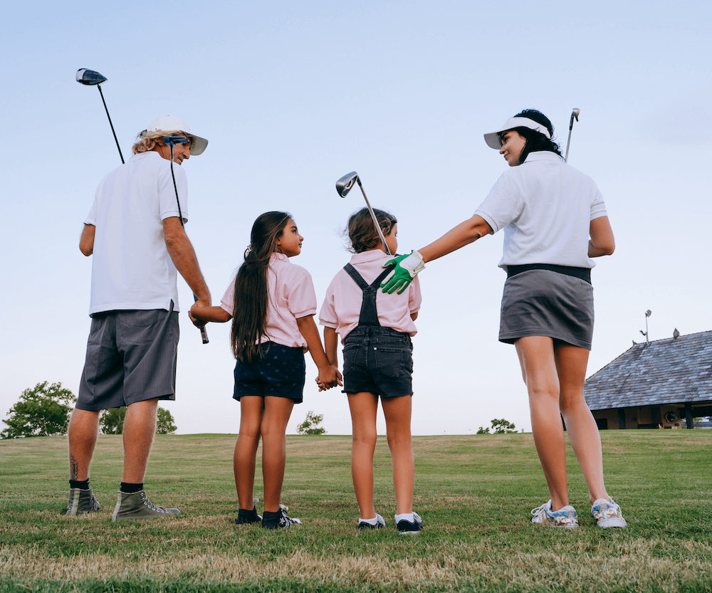 family play golf