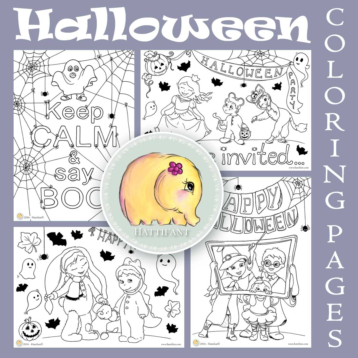 Hattifant halloween colouring sheets