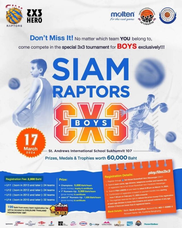 3x3 Street Basketball Hero - Siam Raptors Boy 3x3