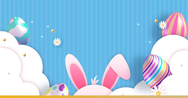 pink bunny and easter eggs