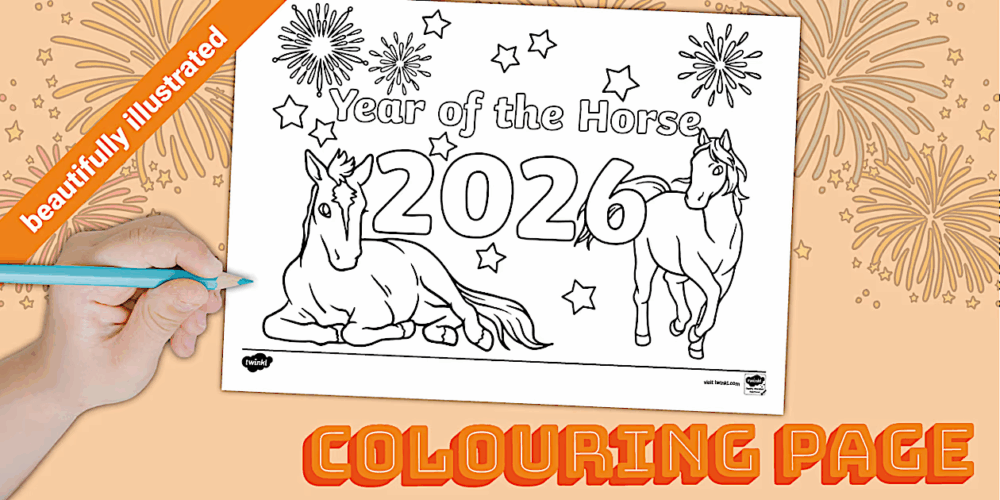 2026 Year of the Horse Colouring Page