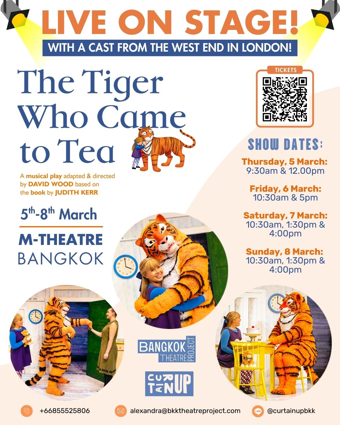 New 2026 flyer for The tiger who came to tea live show in Bangkok