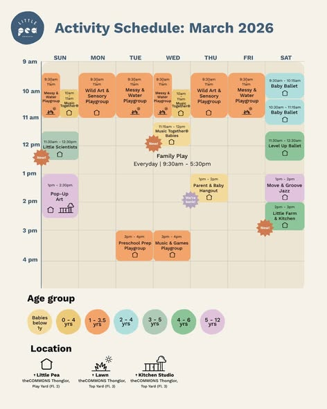 Little Pea's Activity Schedule: March 2026