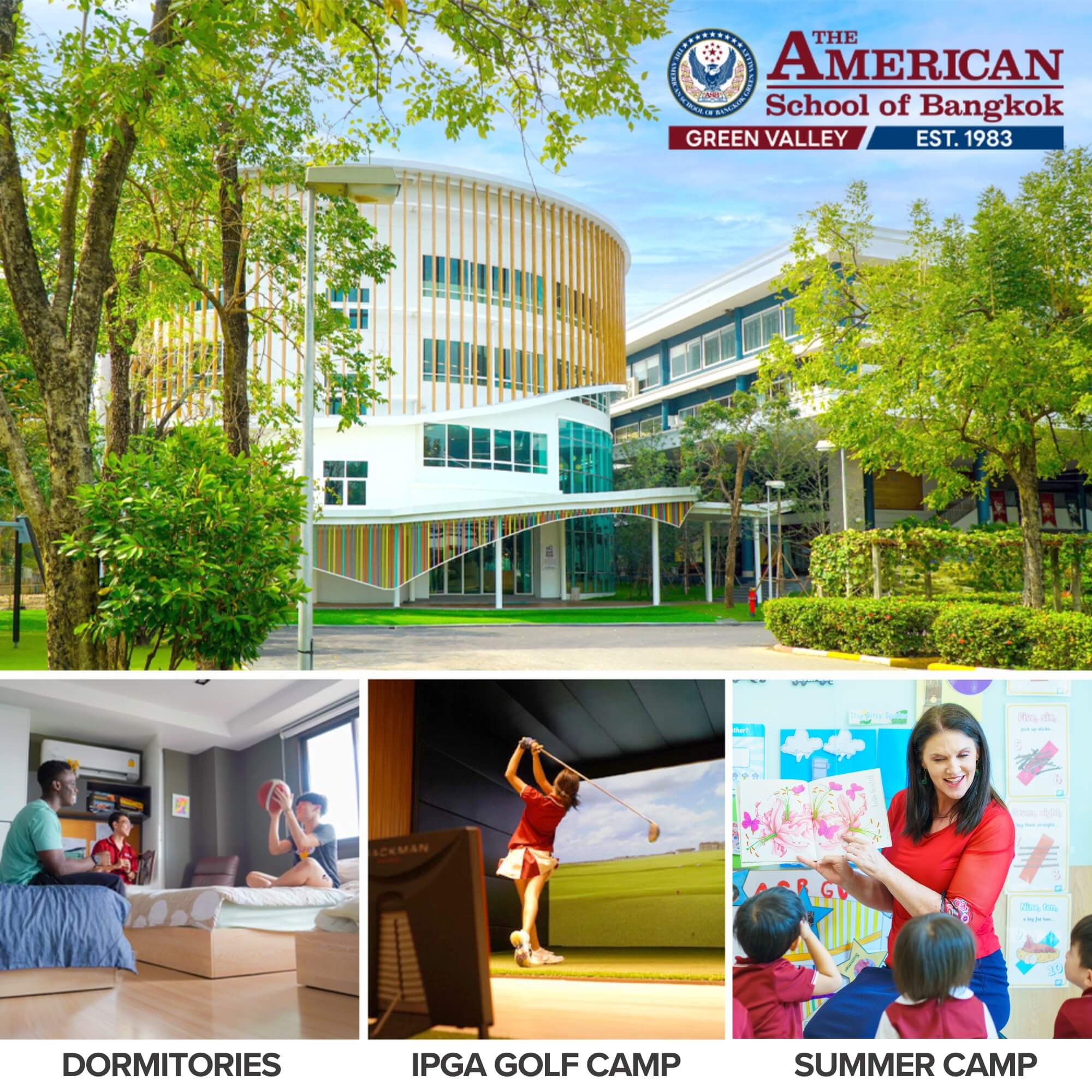 At The American School of Bangkok Green Valley, our June Summer School focuses on “fun learning” for Kindergarten to Grade 8, blending academic enrichment with hands-on projects and exciting field trips to keep students engaged all summer. Following this, our July IPGA Golf Camp provides a dynamic environment where students develop their skills, confidence, and sportsmanship both on and off the course. Open to golfers of all levels, the camp pairs professional coaching with real-time course experience—a perfect way for students to improve and enjoy their summer. Additionally, students looking to continue their training can join our weekend golf lessons, which are available year-round.
