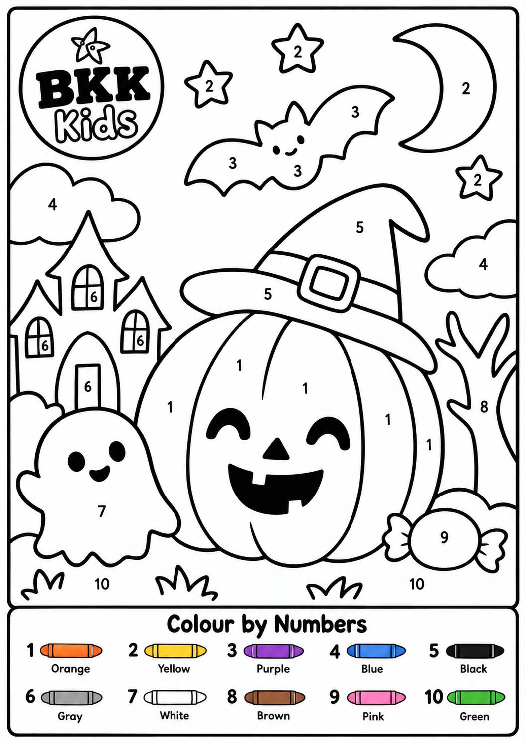 Halloween Colouring Sheets 1 with number